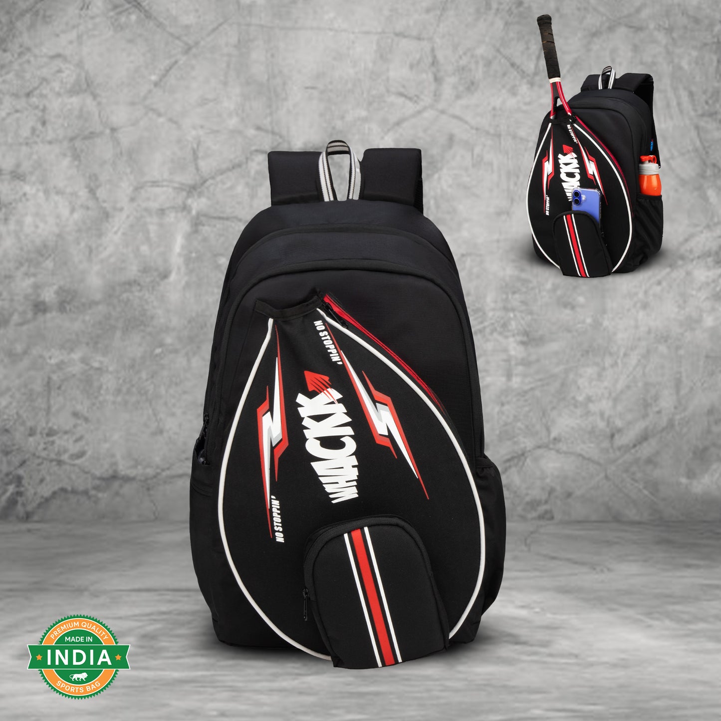 DropShot Black 35L Tennis Badminton Pickelball Squash Equipment Bag