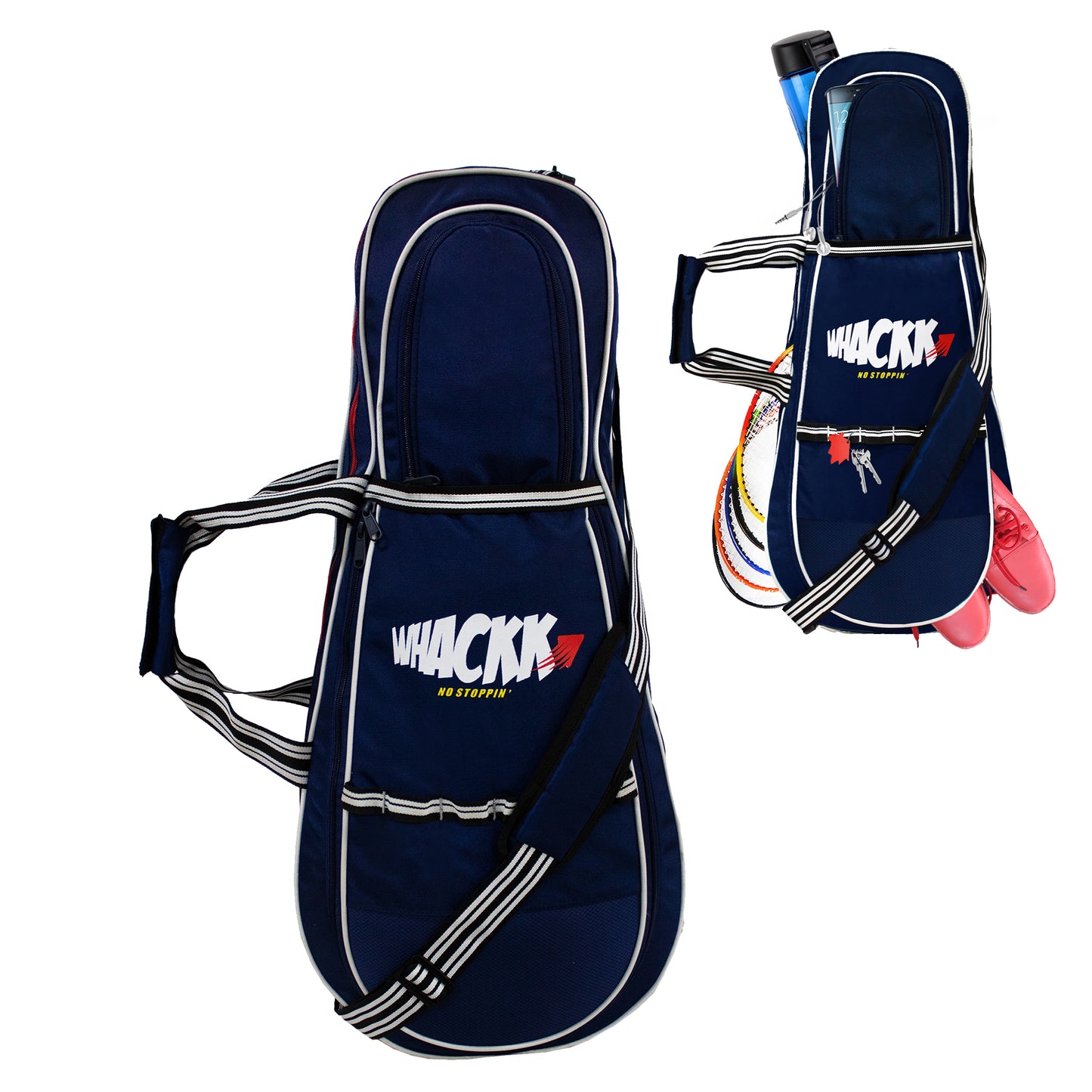 Smash 37L Navy| Unisex Lightweight Tennis Badminton Squash Equipment Cover Kit Bag Shoe Pocket | Air Ventilated Pocket for Wet Clothes | 4T 6B Racket | Backpack & Duffel