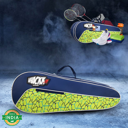 Team Navy Green Printed 45L Tennis Badminton Squash Equipment Cover Kit Bag 3 Big Compartments 4T 6B Racket | Backpack & Duffel