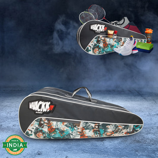 Team Grey Printed 45L Tennis Badminton Squash Equipment Cover Kit Bag 3 Big Compartments 4T 6B Racket | Backpack & Duffel