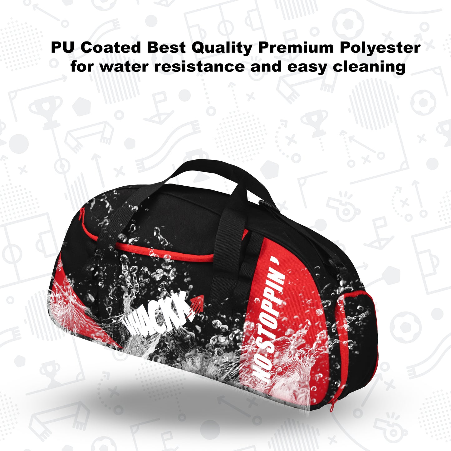 Attirant Red Black 32L |Gym Fitness workout Training Sports Travel duffle bag separate shoe pocket |Multipurpose Carry Bag | Adjustable Strap|Unisex|Lightweight |Sports Kit | Swimming | Men Women