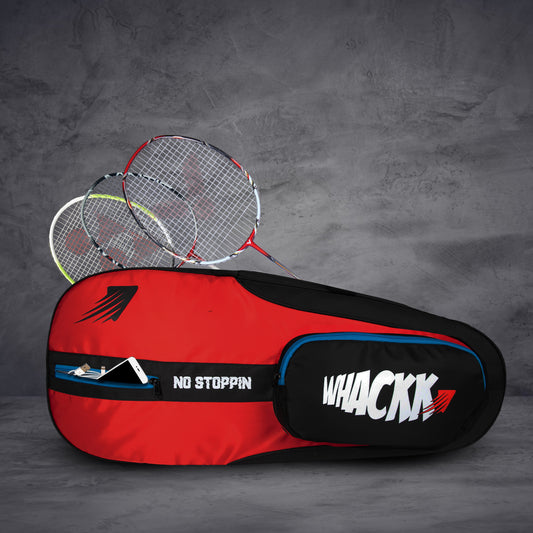 Drive Red Black | Unisex Lightwieght Tennis Badminton Squash Equipment Cover Kit Bag Shoe Pocket | Air Ventilated Pocket for Wet Clothes | 4T 6B Racket | Backpack & Duffel