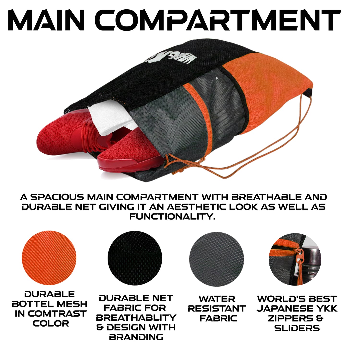 Joss Gym Swimming Bag 9L Black Orange