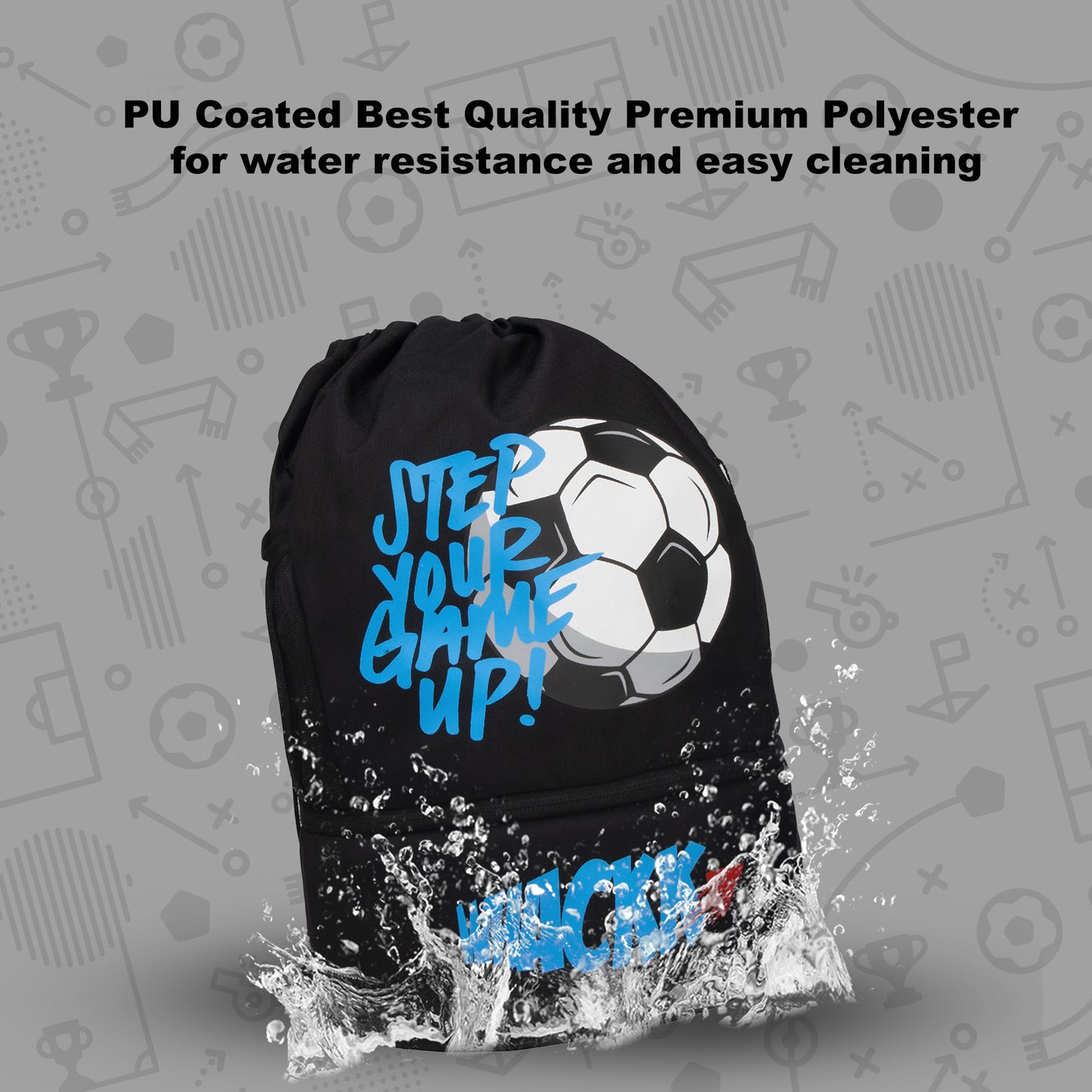 Blitz Black Soccer|Football Equipment Bags|Basketball Volleyball Throwball Drawstring Backpack Bags|Shoes Mobile Bottle Holder Pocket|Sports Men Boys Bag|Dori Backpack |Gym Bag|Kitbag Kit Bag