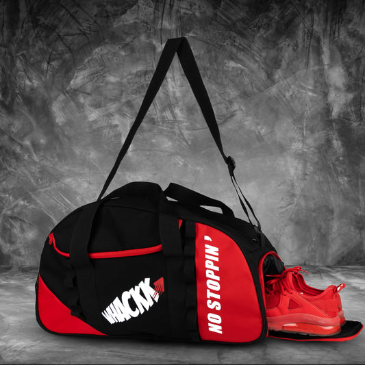 Attirant Red Black 32L |Gym Fitness workout Training Sports Travel duffle bag separate shoe pocket |Multipurpose Carry Bag | Adjustable Strap|Unisex|Lightweight |Sports Kit | Swimming | Men Women