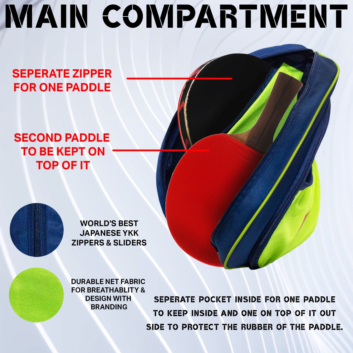 Twirl 5L Navy Blue Green| Unisex Table Tennis Equipment Bag | Tennis Case | Racket Case | TT Bag Cover |Ping Pong Paddle Case|Case Bag Double-Sided |Professional |Bat Protector Pouch |Travel
