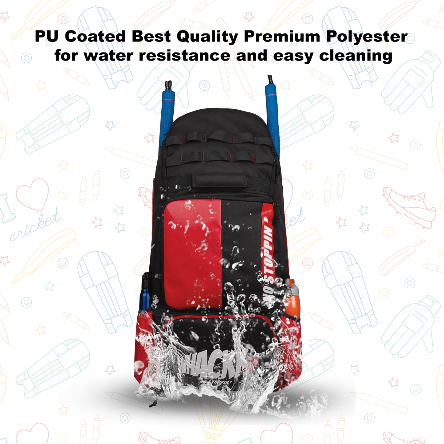 Condor Red Black 89L Unisex Cricket Kit Bag Backpack | Adult Size | 2 Bat | Shoe/Helmet Pocket | Main Compartment 20" Leg Pad |2 Bottle Holder | Easy Access Pocket | Player Edition Senior