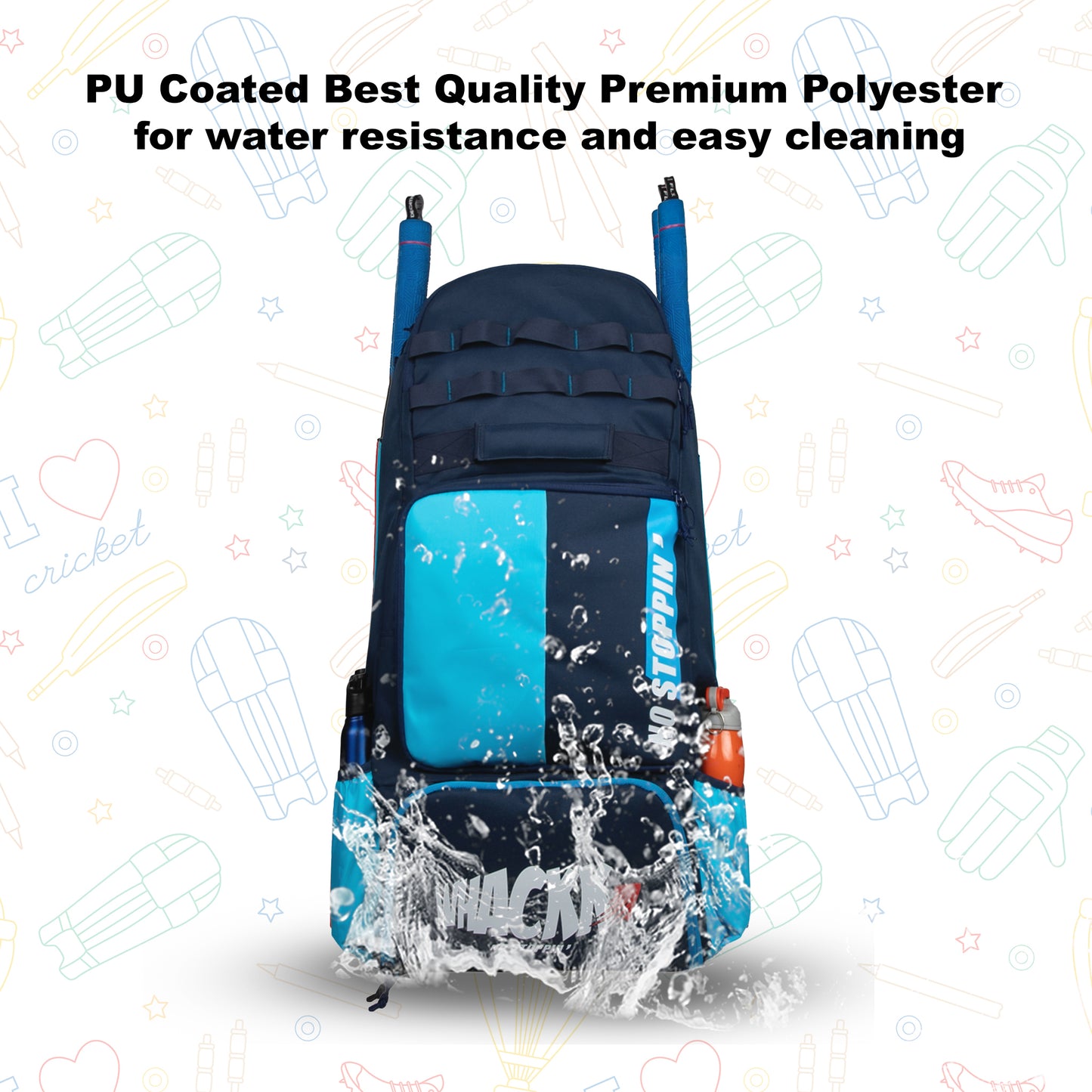 Condor Navy Blue 89L Unisex Cricket Kit Bag Backpack| Adult Size| 2 Bat | Shoe/Helmet Pocket| Main Compartment 20" Leg Pad |2 Bottle Holder| Easy Access Pocket | Player Edition Senior,Polyester