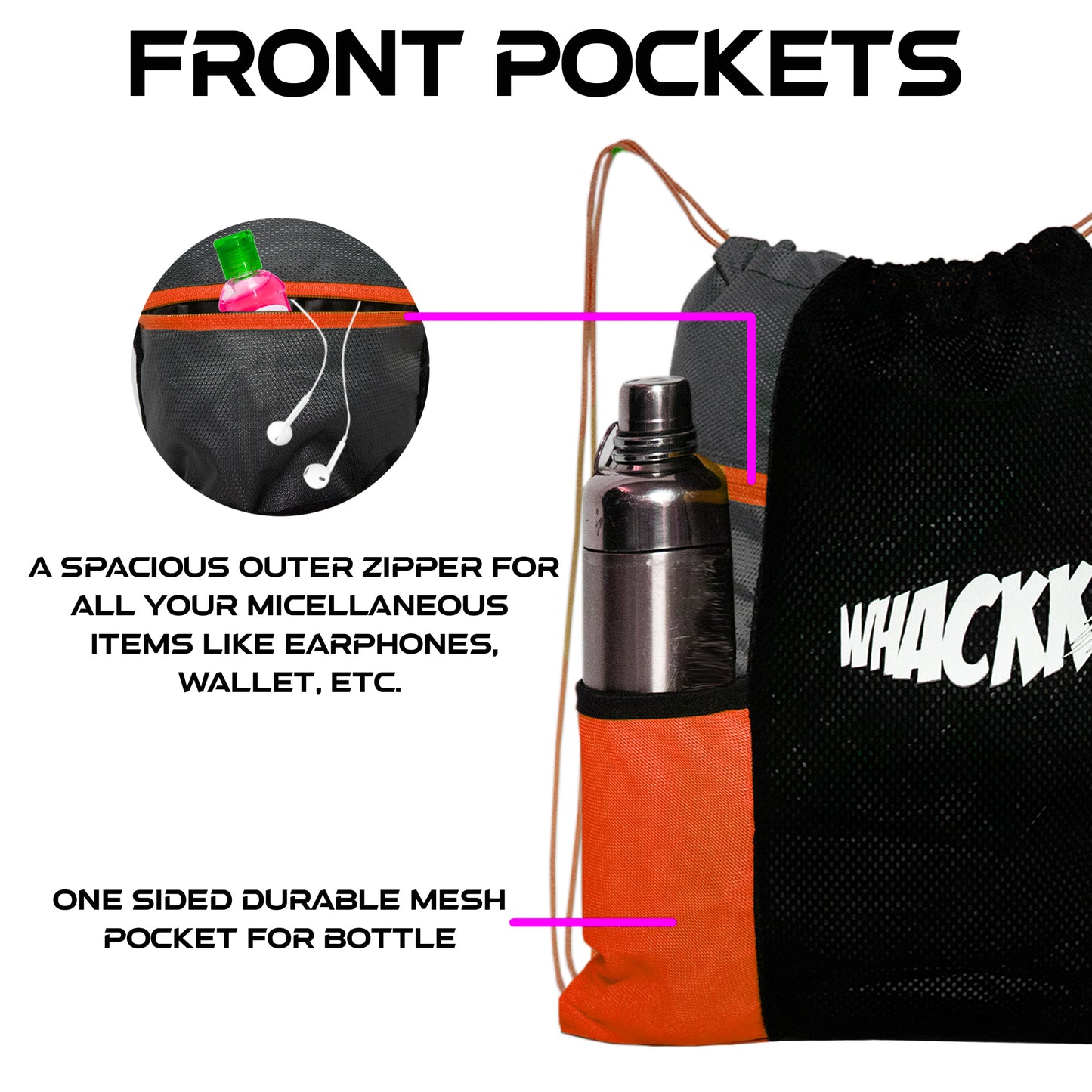 Joss Gym Swimming Bag 9L Black Orange