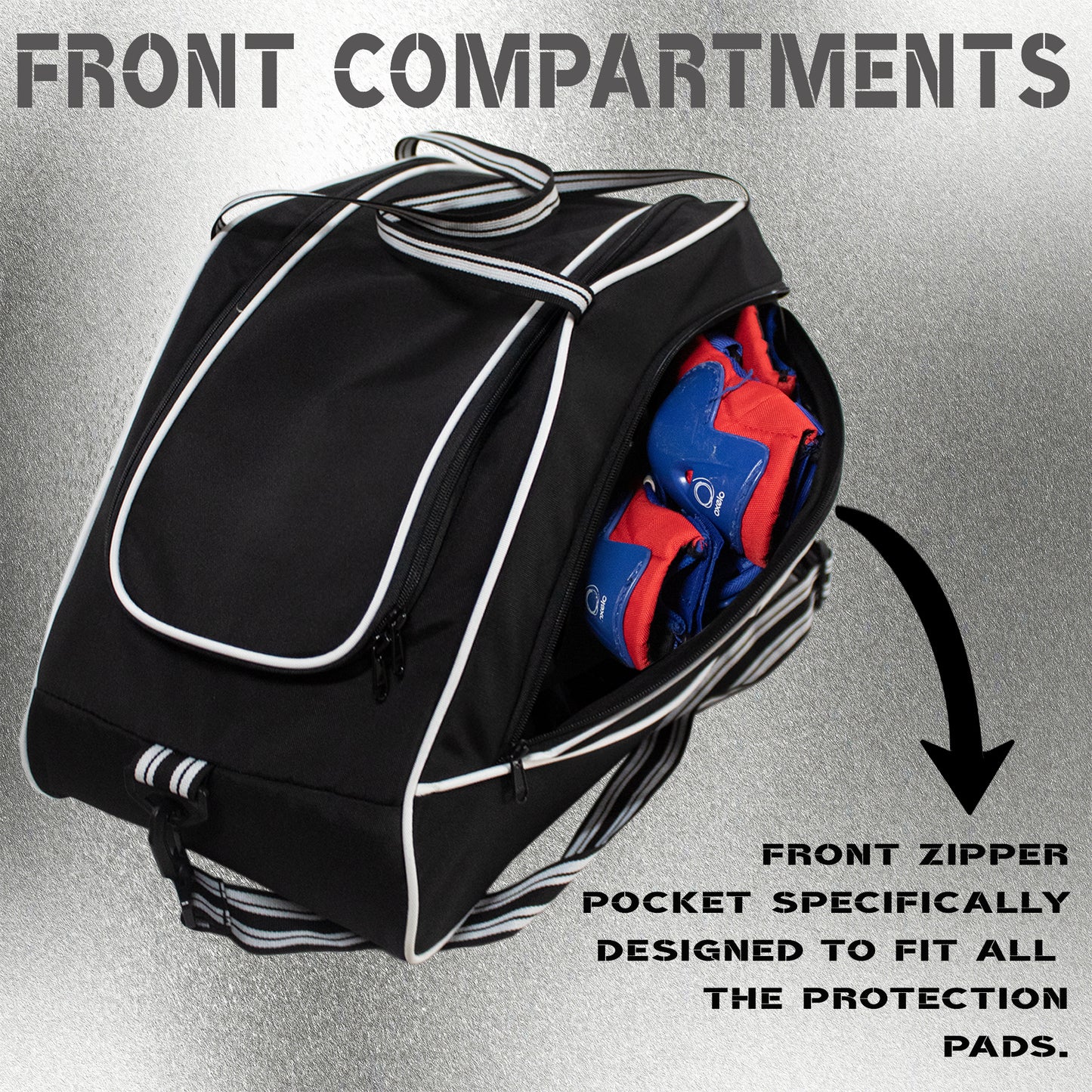 Flip Senior Black 33L|Skating/Gym/Sports/Travel/Bag|Inline Roller Equipment Bag|Quad Ice Skates Kit|Kitbag|Easy Access Pocket|2 Bottle Holders|Compartment Fits in Helmet & Skates 11"