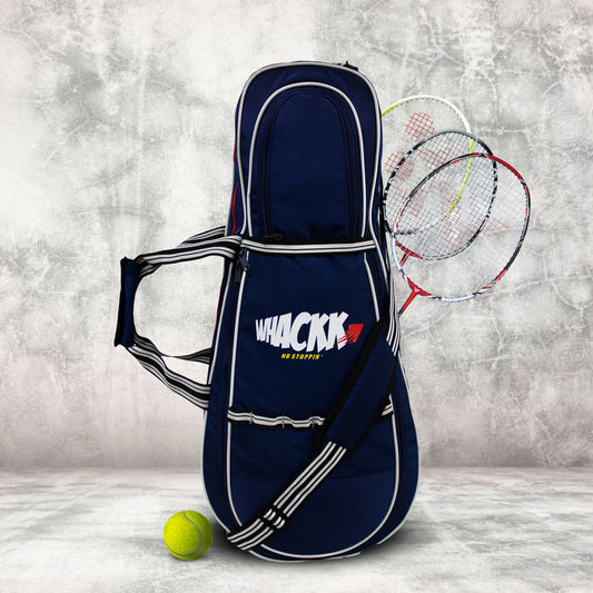 Smash 37L Navy| Unisex Lightweight Tennis Badminton Squash Equipment Cover Kit Bag Shoe Pocket | Air Ventilated Pocket for Wet Clothes | 4T 6B Racket | Backpack & Duffel
