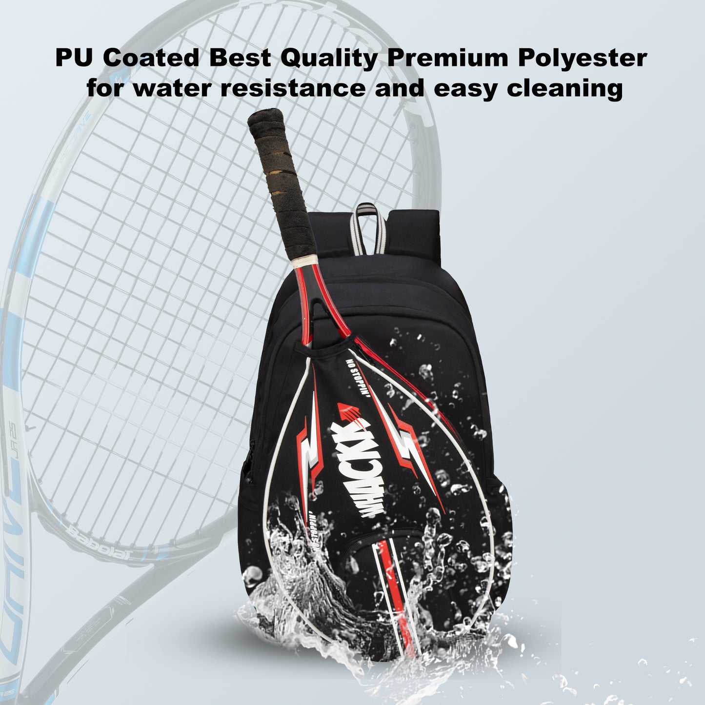 DropShot Black 35L Tennis Badminton Pickelball Squash Equipment Bag | Unisex Lightweight Backpack