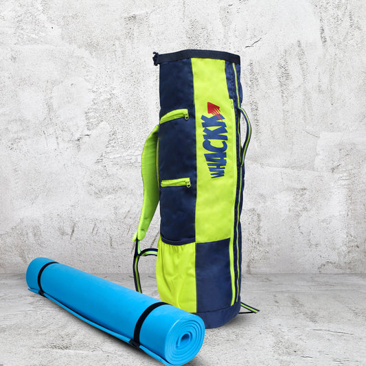 Brute Navy Blue F. Green Unisex Yoga Aerobics Gym Mat Bags Air Ventilated Pocket for Shoes, Front & Top Open, Carry Way with 3-Way Options i.e. Backpack, Holdable or with a Loop