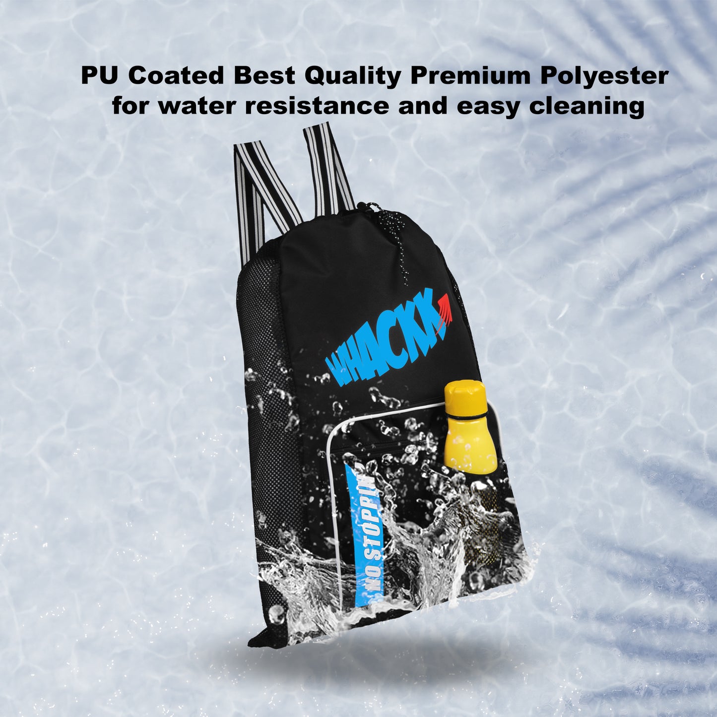 Freestyle Black 20L Unisex Swimming Equipment Bag | Water Sports | Wet Dry Compartments Bag | Beach | Drawstring Backpack|Pocket Cap & Goggles Mobile|Lightweight|Water Resistant | Men Women