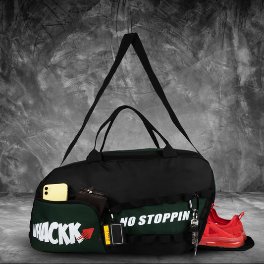 Arnold 40L Green Black |Gym Fitness Sports Workout Training Sports Travel Duffle Bag with Separate Shoe Pocket | Wet Dry Pocket | Multipurpose |Unisex | Lightweight | Kitbag |for Men Women