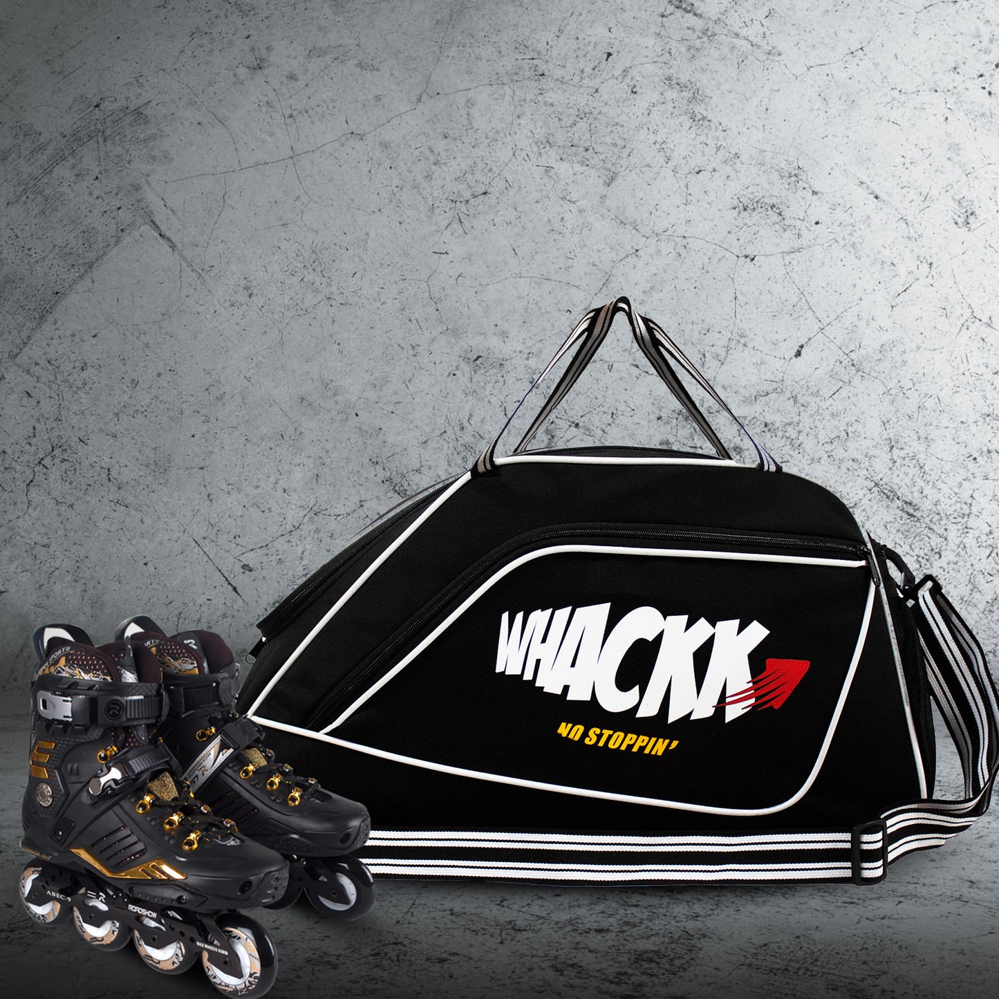Flip Senior Black 33L|Skating/Gym/Sports/Travel/Bag|Inline Roller Equipment Bag|Quad Ice Skates Kit|Kitbag|Easy Access Pocket|2 Bottle Holders|Compartment Fits in Helmet & Skates 11"