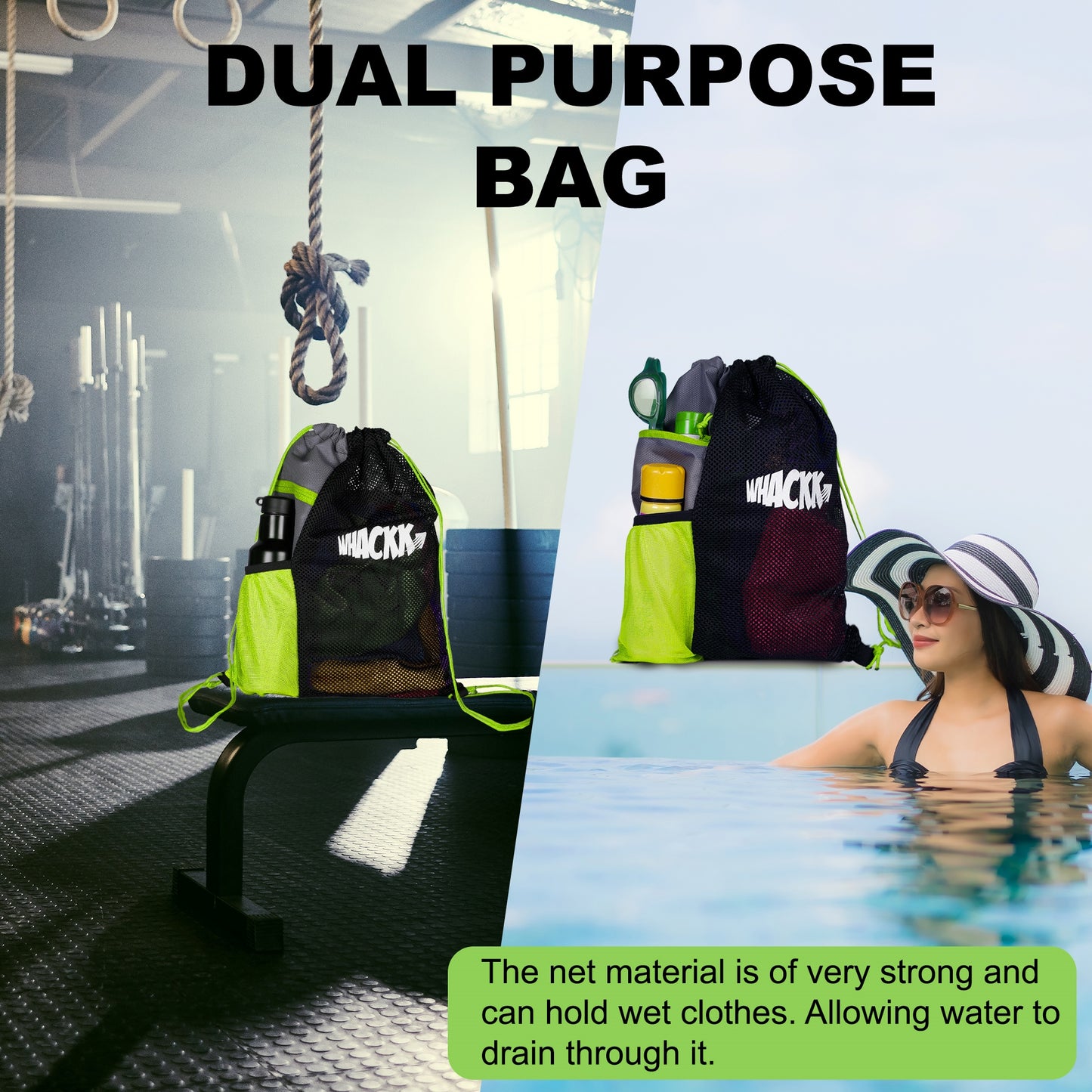 Joss Gym Swimming Bag 9L Black Green