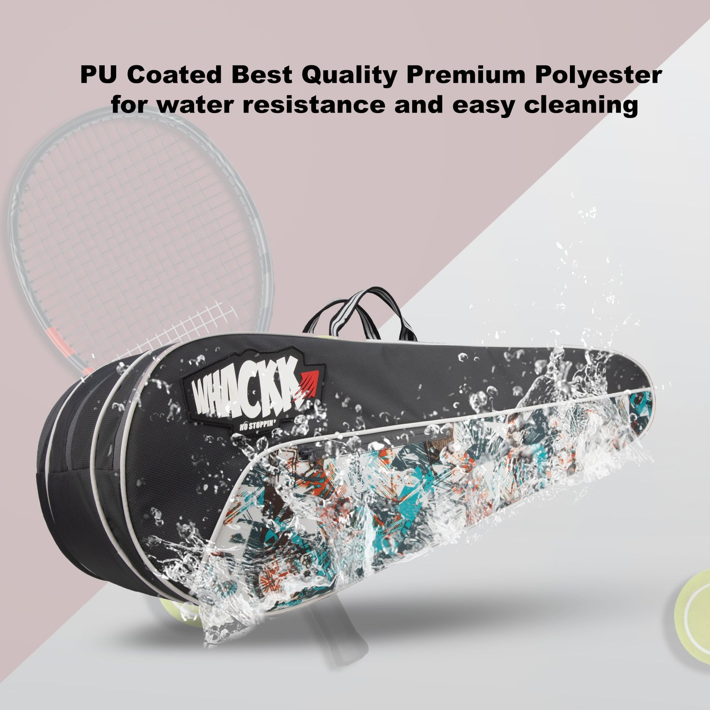 Team Grey Printed 45L Tennis Badminton Squash Equipment Cover Kit Bag 3 Big Compartments 4T 6B Racket | Backpack & Duffel