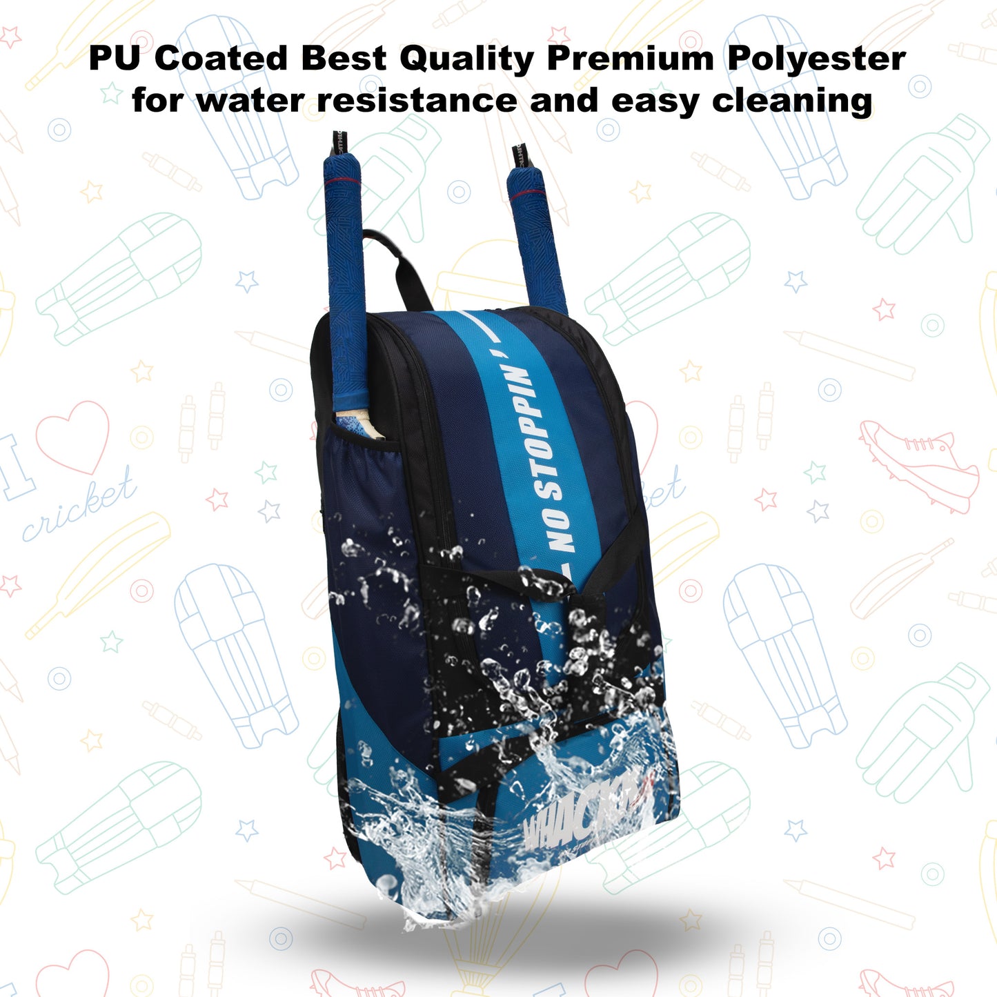 Gayle Aqua Blue Backpack Duffle Trolley Wheelie Polyester Cricket Kit Bag Adult Size 2 Bat Pocket Shoe/Helmet Pkt Main Compartment 18" Leg Pad 2 Bottle Holder Player Edition