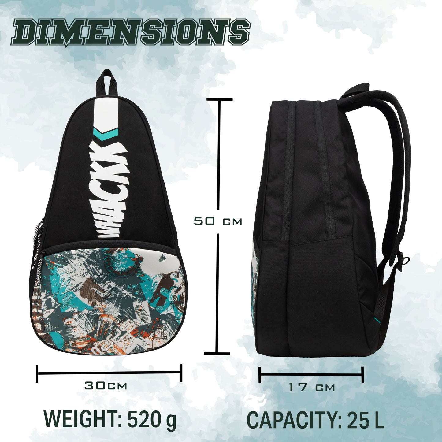 Ace Printed 28L Unisex Lightweight Stylish Tennis Badminton Squash Equipment Kit Bag | Shuttle Bag |Shoe Pocket| Backpack Style | Spacious Storage Compartment| Rackets Tennis-6 Badminton-8