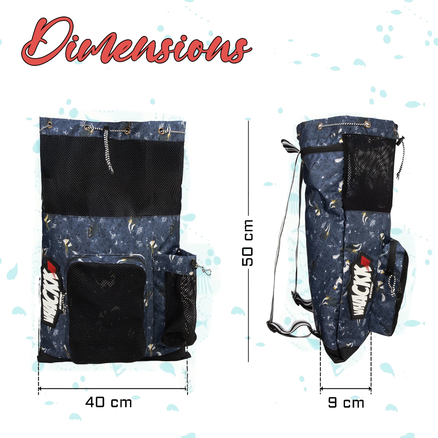 Aqua Warren Blue Unisex Swimming Bag |Water Sports |Dry Bags |Wet Pocket |Accessories |Beach Bag |Storage Swim Gym Gears |Drawstring Backpack |Netball Backpack | Pocket for Cap and Goggles