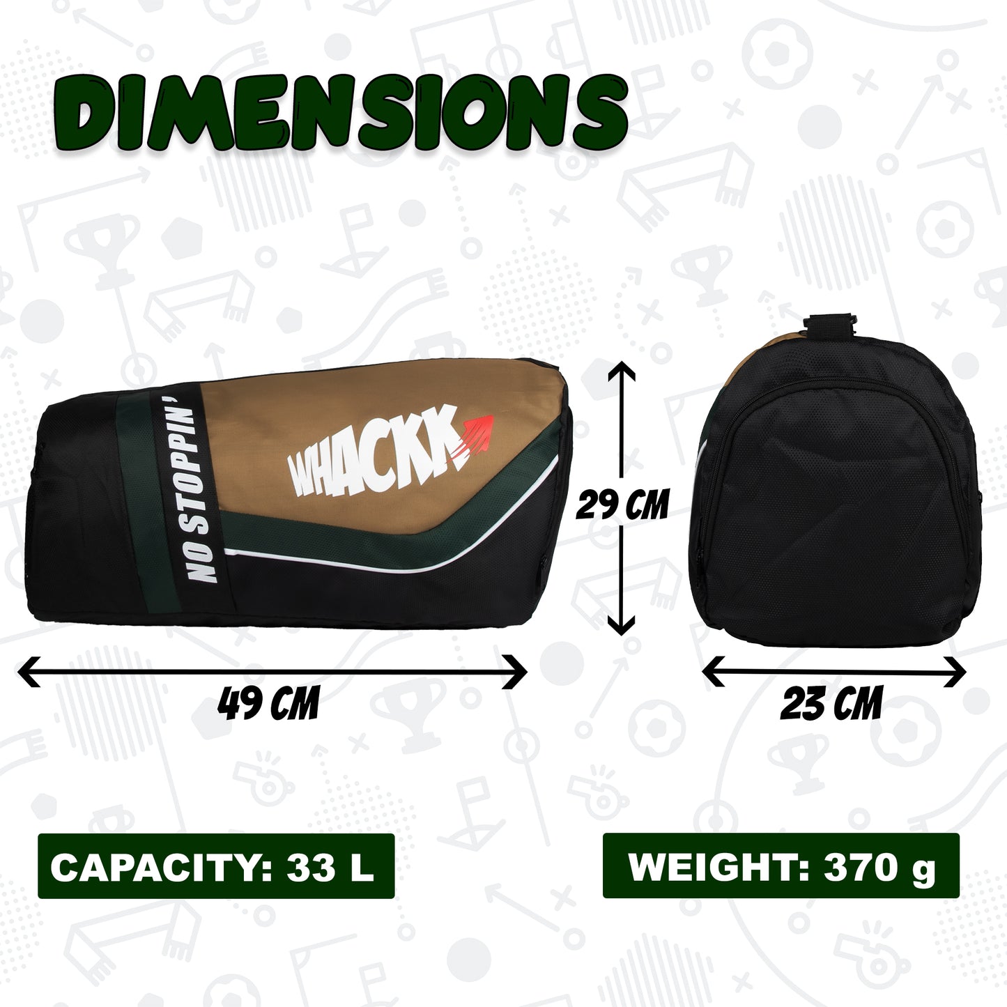 Armstrong Gym Bag 33L Black khaki
