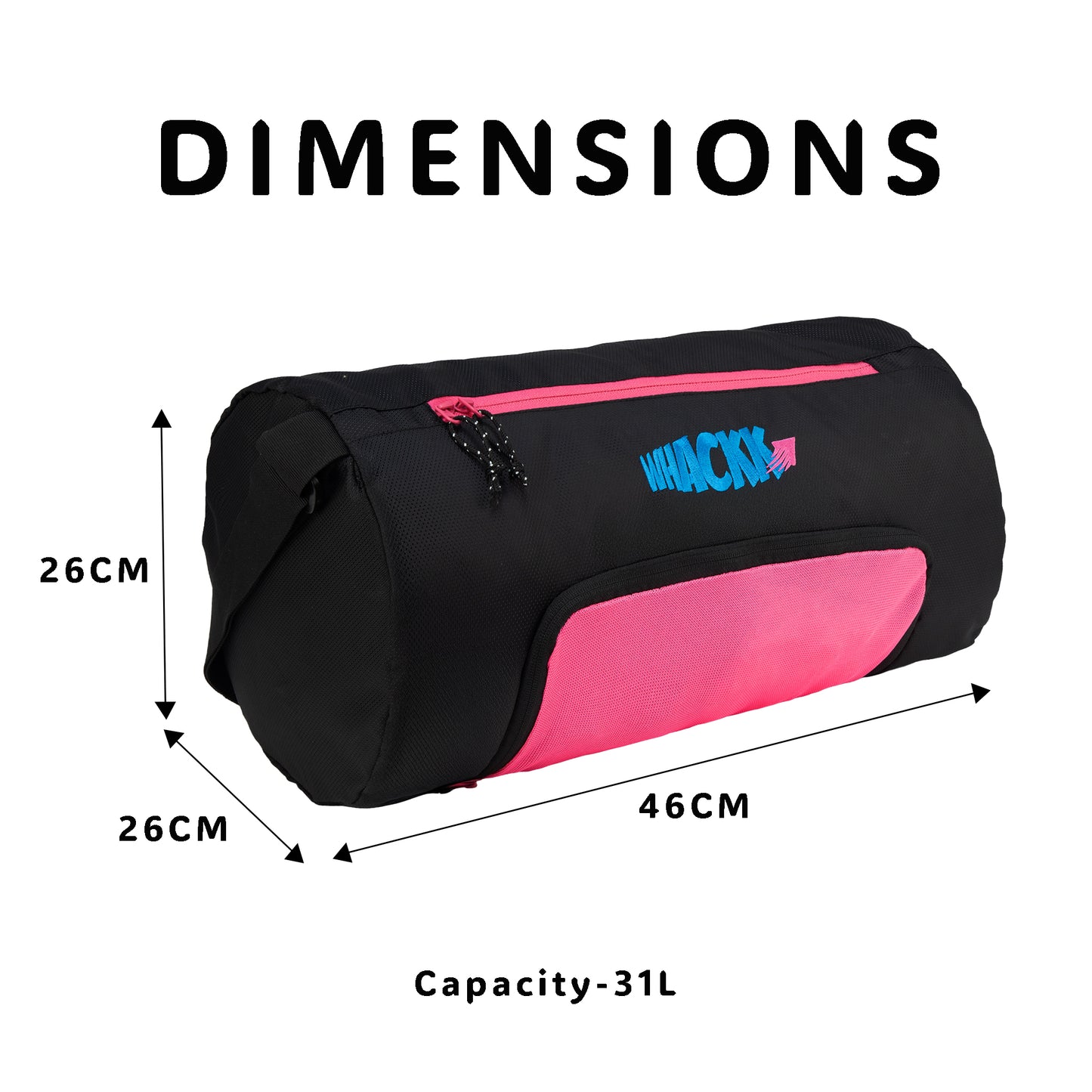 Track Pink 31L |Gym Bags |Fitness Bag|Sports Duffle|Multipurpose Carry Bag |Travel Duffel Bag|Adjustable Strap|Air Ventilated pocket for shoes|Unisex|Lightweight|Sports Kit|Kitbag