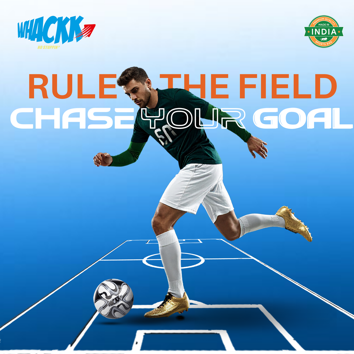 Whackk Pele Black & White Football (Size 5) – 32-Panel Durable PVC Ball