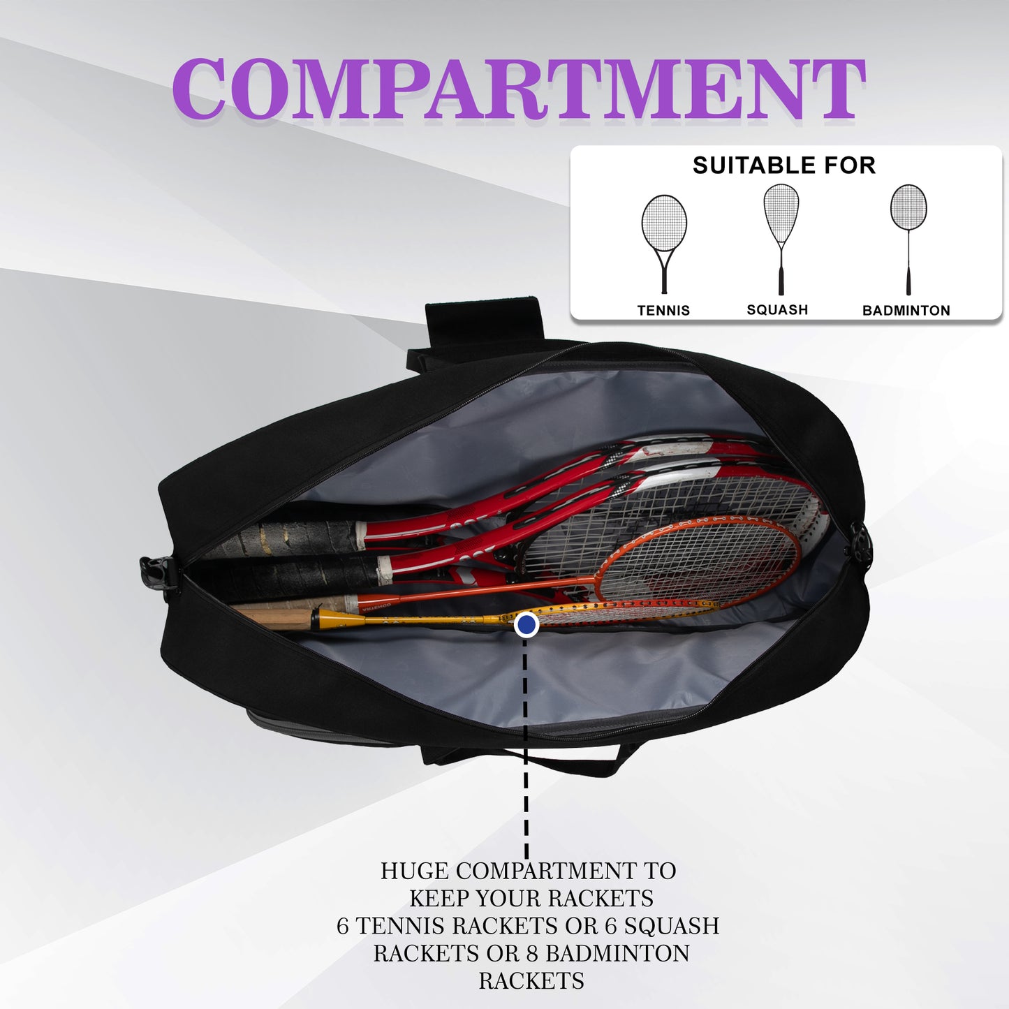 Drive Badminton Tennis Kit Bag 27L Lavender Black