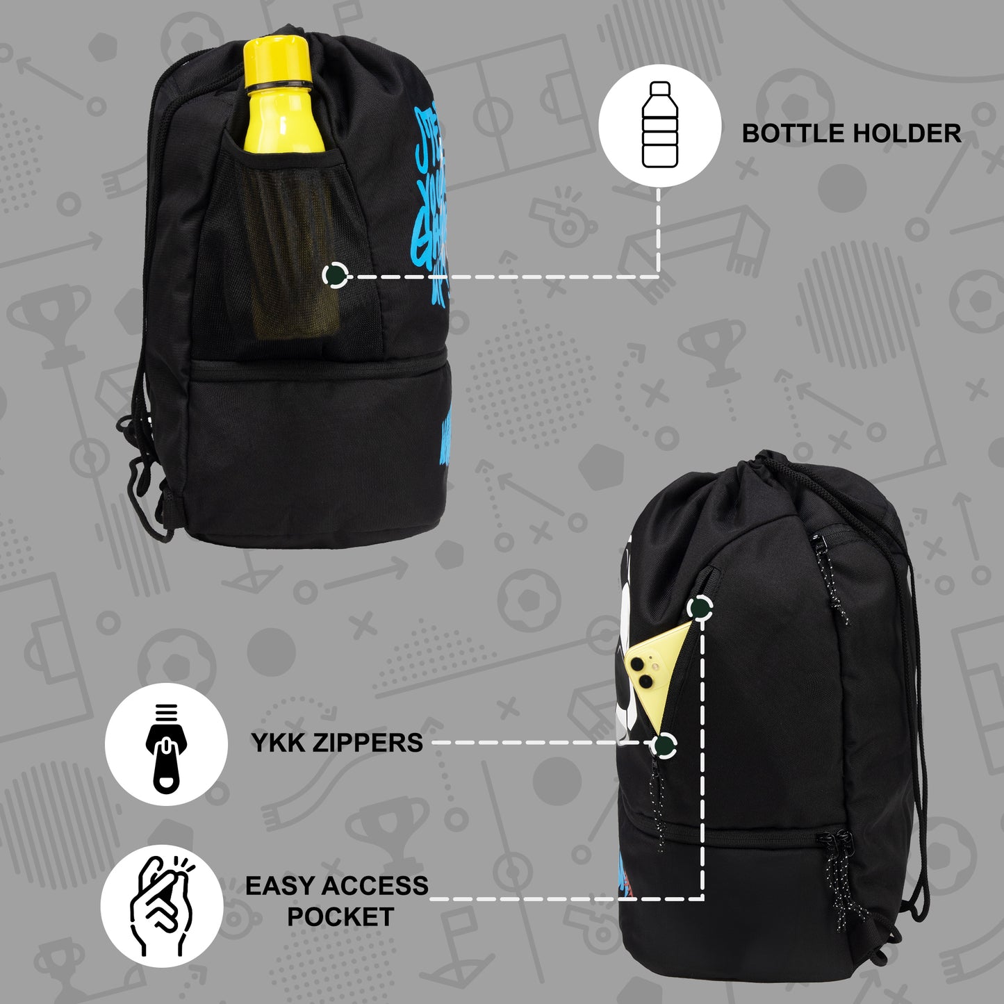 Blitz Soccer Basketball Volleyball Kit Bag 21L Black