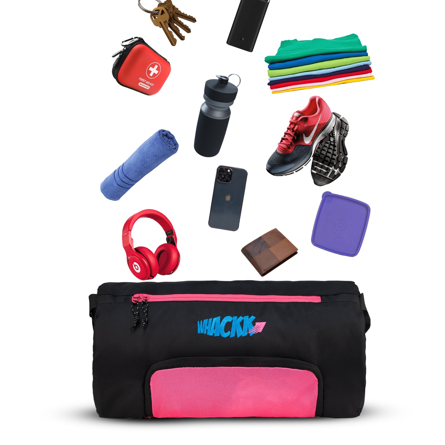 Track Pink 31L |Gym Bags |Fitness Bag|Sports Duffle|Multipurpose Carry Bag |Travel Duffel Bag|Adjustable Strap|Air Ventilated pocket for shoes|Unisex|Lightweight|Sports Kit|Kitbag