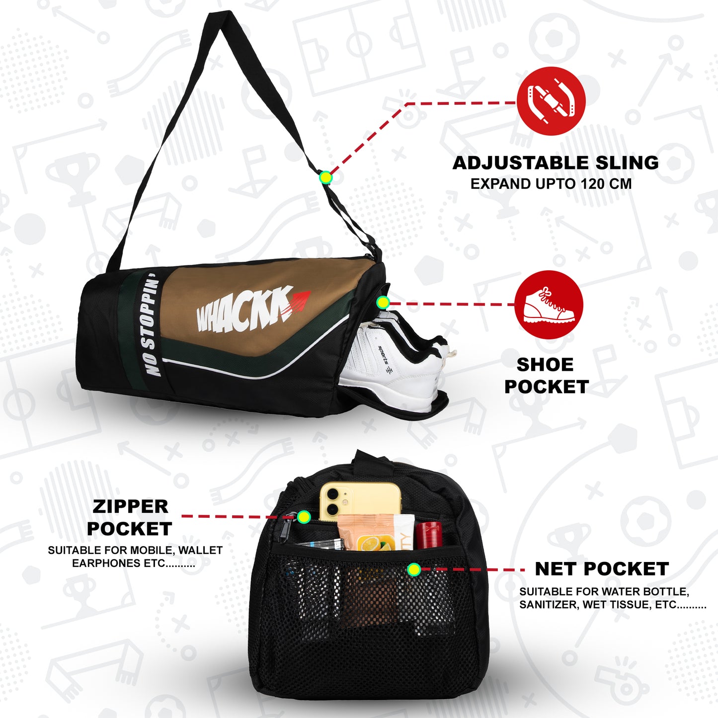 Armstrong Gym Bag 33L Black khaki