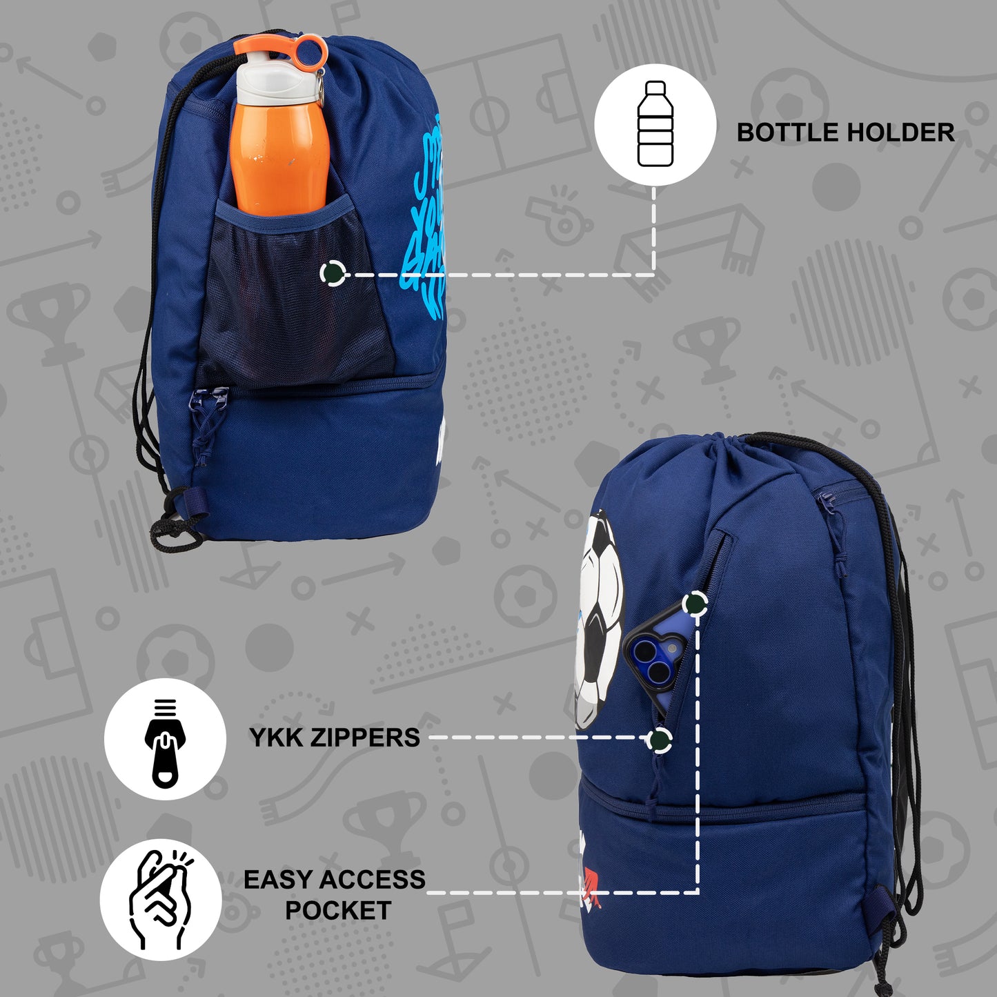 Blitz Soccer Football Kit Bag 21L Blue