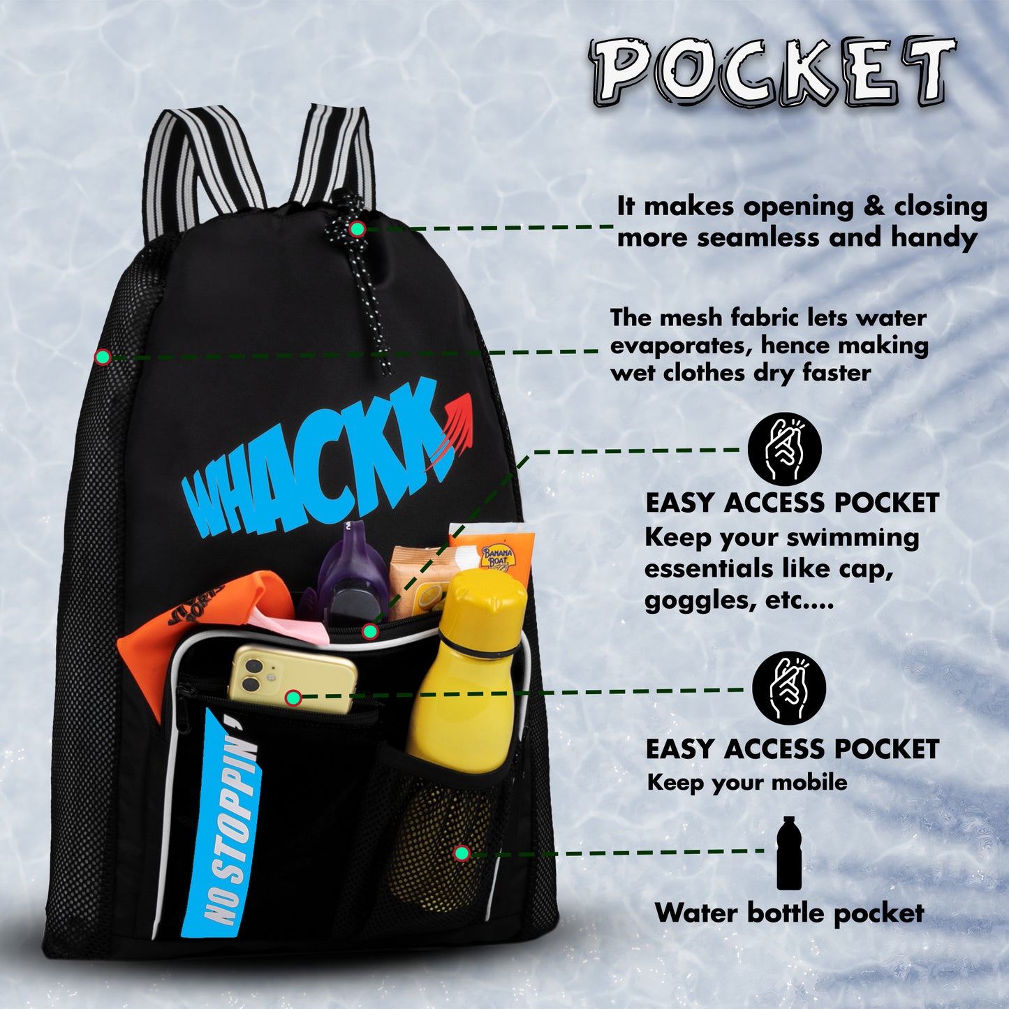 Freestyle Swimming Kit Bag 20L Black