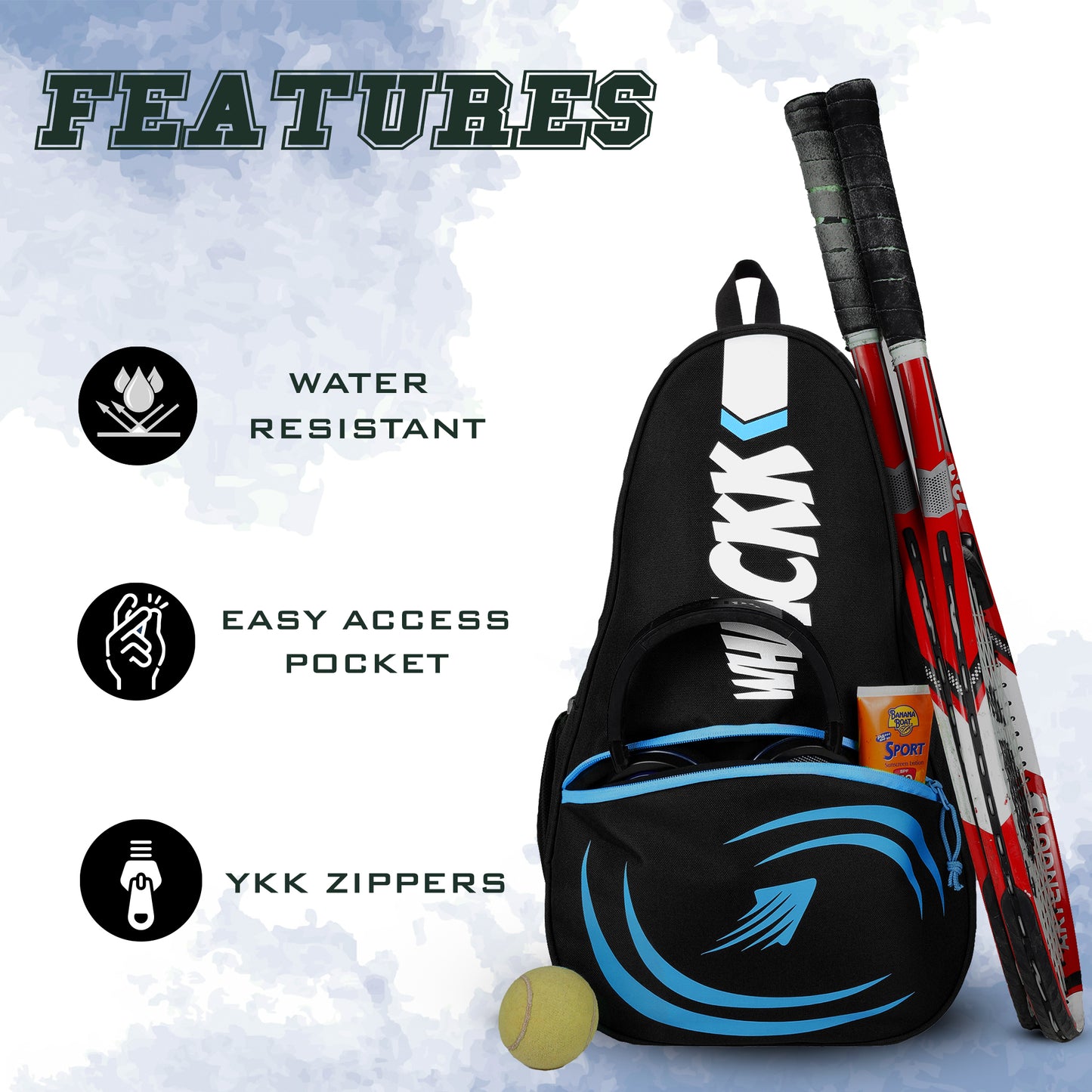 Ace Navy Black 28L Unisex Lightweight Stylish Tennis Badminton Squash Equipment Kit Bag | Shuttle Bag |Shoe Pocket| Backpack Style | Spacious Storage Compartment| Rackets Tennis-6 Badminton-8