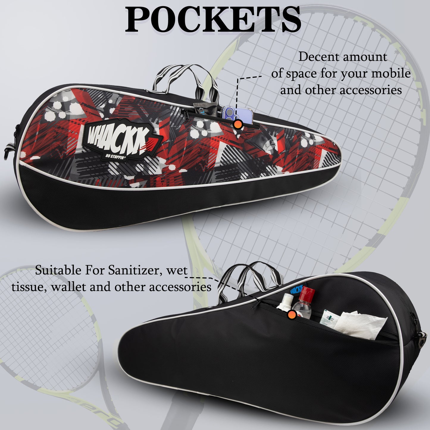 Pro Red 26L Unisex Lightweight Tennis Badminton Squash Equipment Cover Kit Bag | 4T 6B Racket |Duffel