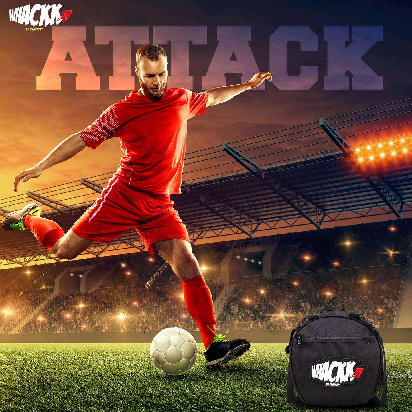 Attack Black Soccer 12L Football Equipment Bags| Basketball Volleyball Bags |Adjustable Strap Backpack |Easy Access Pocket Mesh Bottle Holders | Ball Bag |Kitbag |Bag
