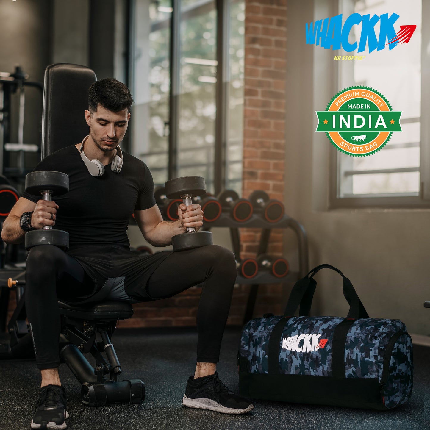 Cardio 31L Wild Stone Gym Fitness Workout Training Sports Travel Duffle Bag Separate Shoe Pocket Dry Wet Pocket Multipurpose Carry Bag Adjustable Strap Lightweight Sports Kit Men Women