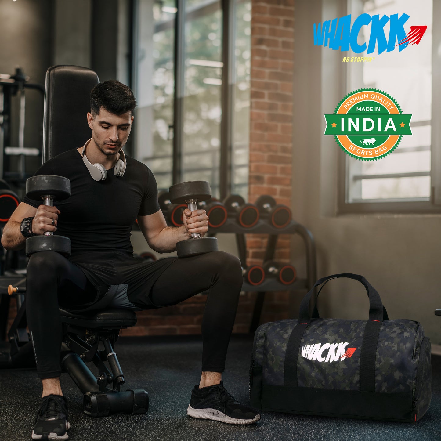 Cardio Wild Moss 31L Gym Fitness Workout Training Sports Travel Duffle Bag Separate Shoe Pocket Dry Wet Pocket Multipurpose Carry Bag Adjustable Strap Lightweight Sports Kit Men Women