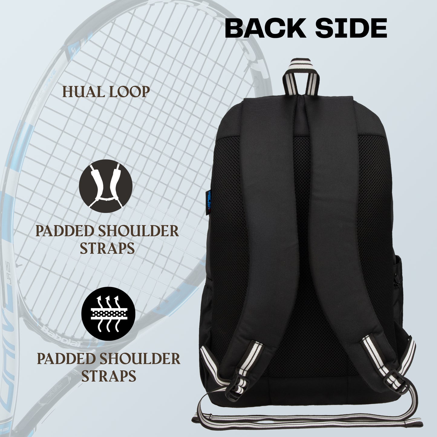 DropShot Black 35L Tennis Badminton Pickelball Squash Equipment Bag | Unisex Lightweight Backpack