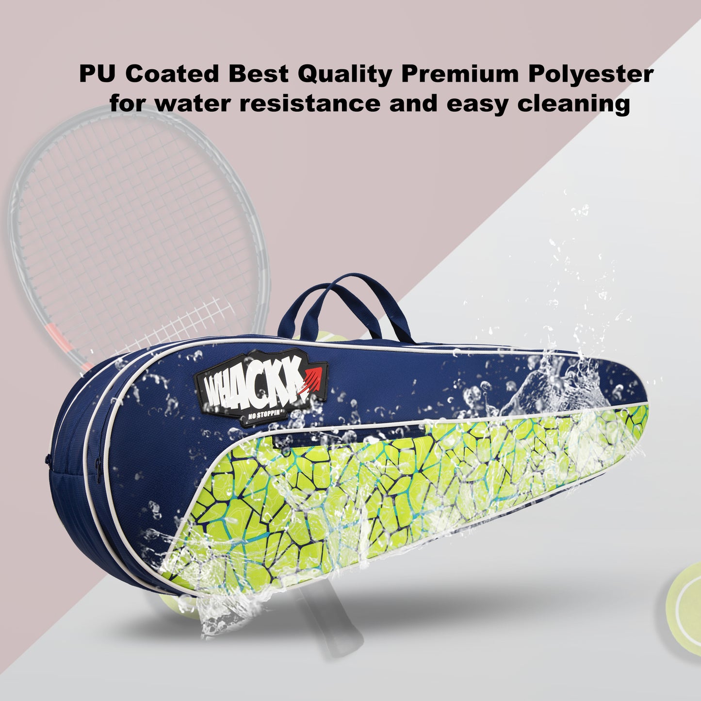 Team Navy Green Printed 45L Tennis Badminton Squash Equipment Cover Kit Bag 3 Big Compartments 4T 6B Racket | Backpack & Duffel