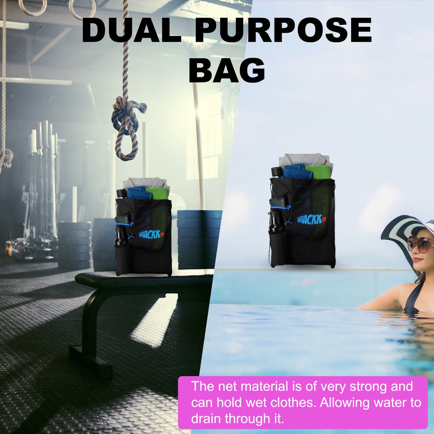 Joss Gym Swimming Kit Bag 9L Black