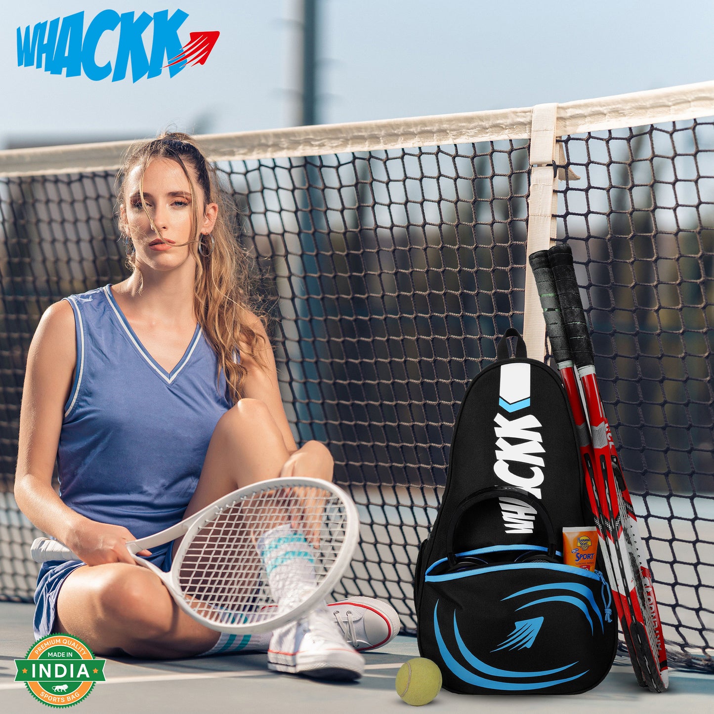 Ace Navy Black 28L Unisex Lightweight Stylish Tennis Badminton Squash Equipment Kit Bag | Shuttle Bag |Shoe Pocket| Backpack Style | Spacious Storage Compartment| Rackets Tennis-6 Badminton-8