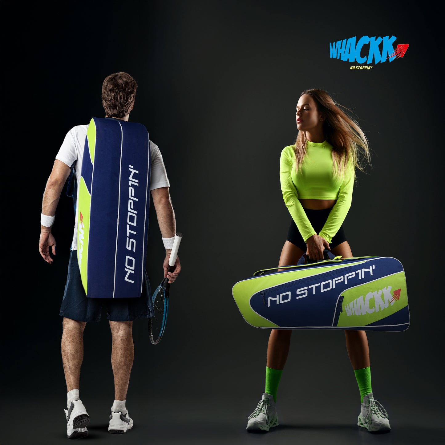 Connor Navy Blue Green Printed 52L Tennis Badminton Squash Equipment Cover Kit Bag 3 Big Compartments 4T 8B Racket | Backpack & Duffel