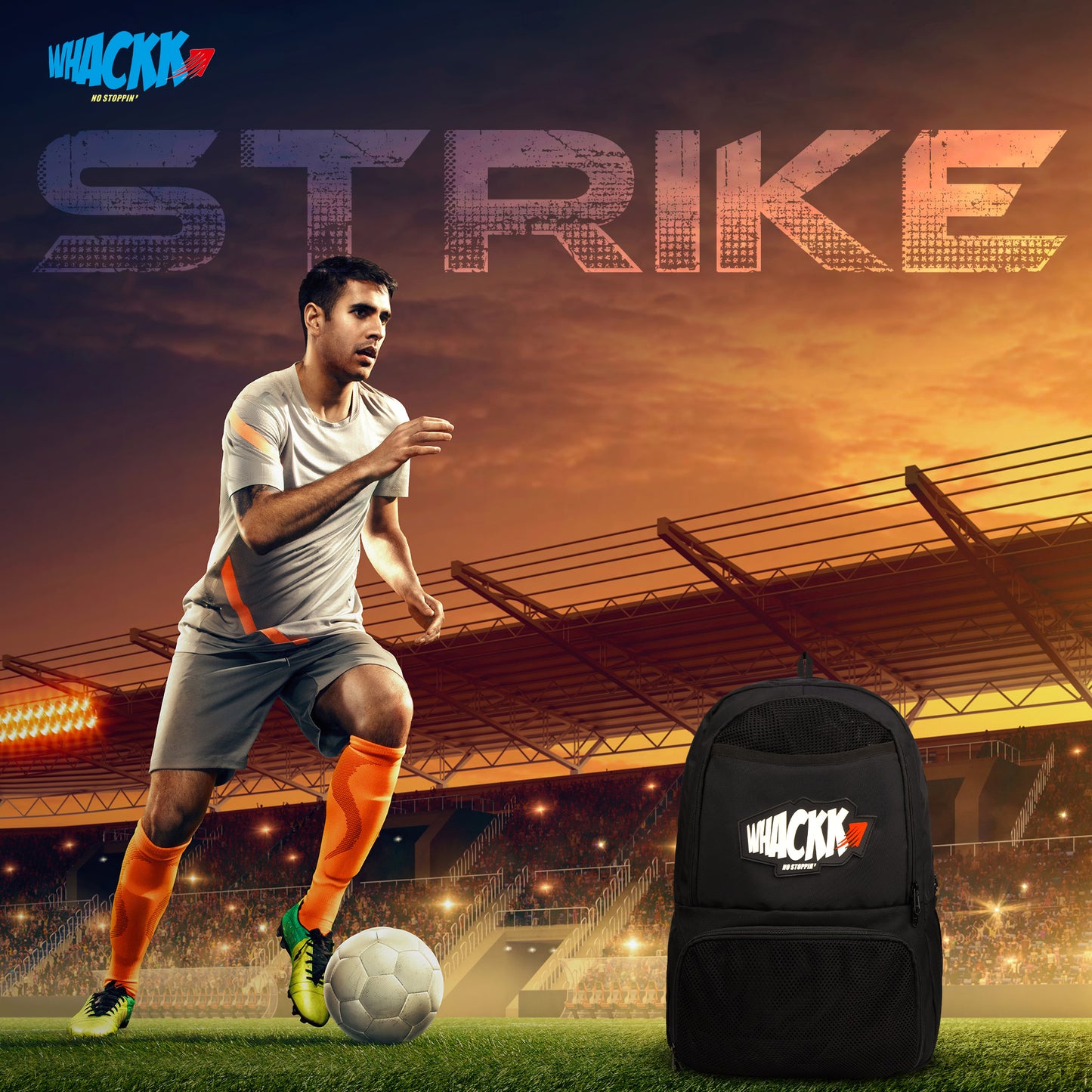 Strike Black 32L Football Basketball Volleyball Kitbag Shoe Ball Separate Pockets Equipment Bag Backpack| Soccer Bag| Boys Kids Adult Men| Mesh Shoe Ball Pocket| Bottle Holder| Easy Access Pocket Visit the WHACKK Store