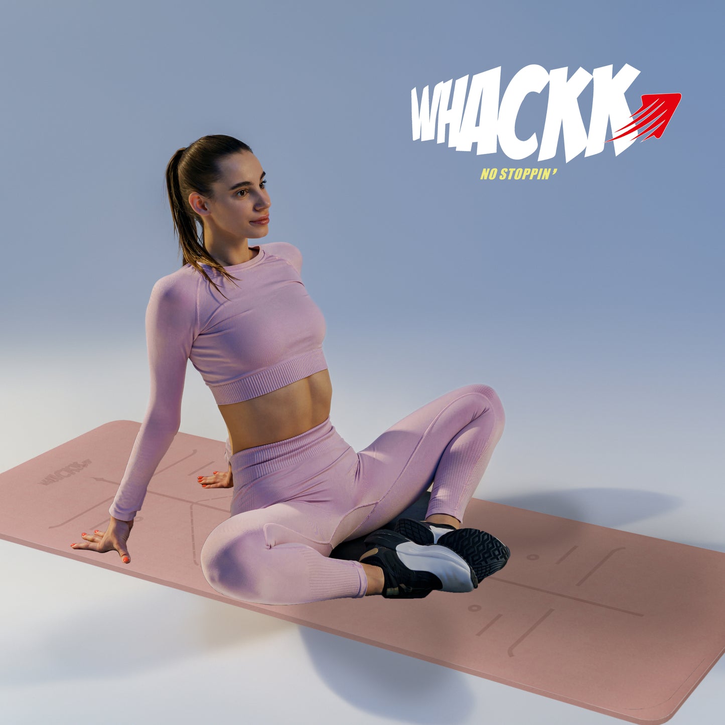 Alignment Yoga Mat in Coral Pink 8mm