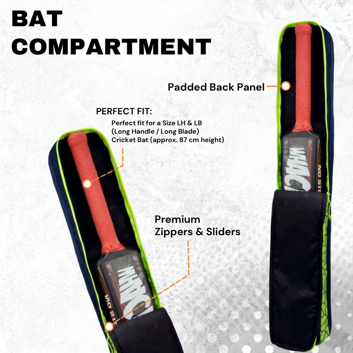 WHACKK Hayden R39 Cricket Bat Cover Navy | Premium Full Size Polyester Bat Sleeve with Carry Handle | Protective Cover for Wooden & Plastic Bats