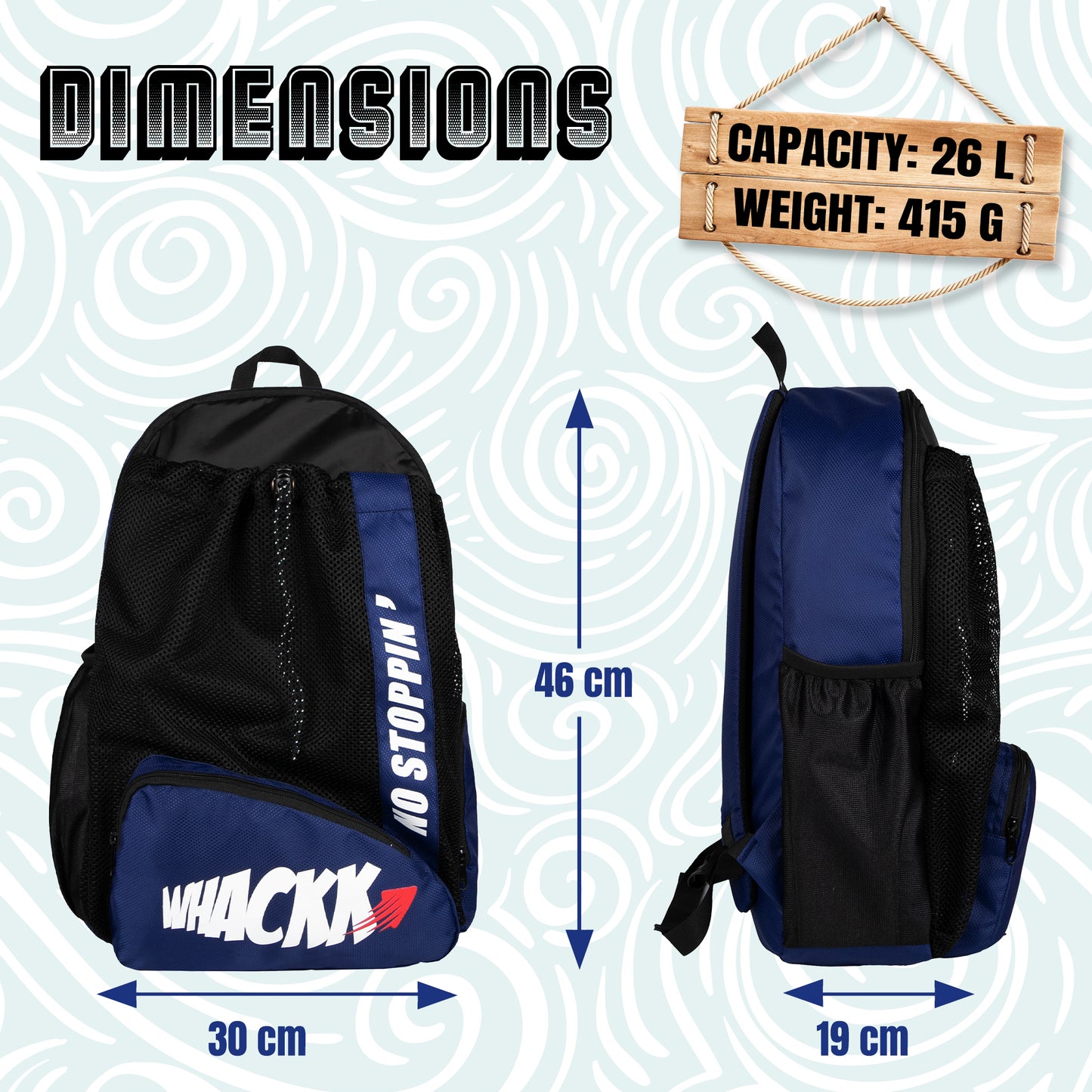 Dolphin Swimming Gym Kit Bag 26L Navy Black