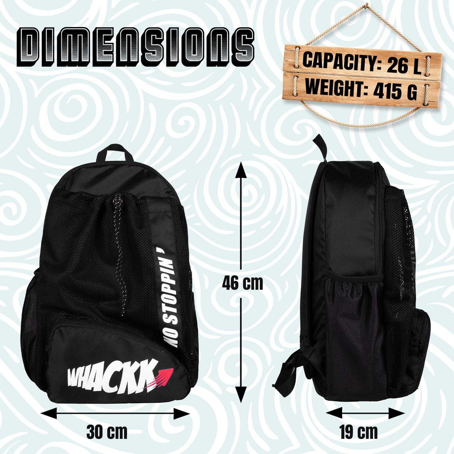 Dolphin Swimming Gym Kit Bag 26L Black