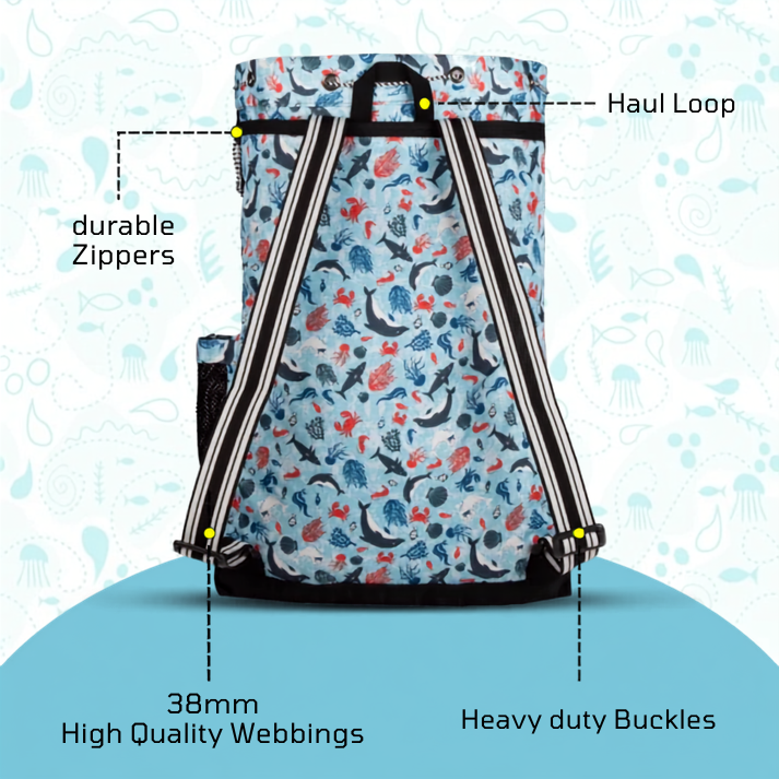 WHACKK Aqua Arctic Swimming Bag | Unisex Drawstring Swim Backpack with Wet Pocket & Dry Compartment | Beach, Gym & Pool Bag with Goggles Pocket
